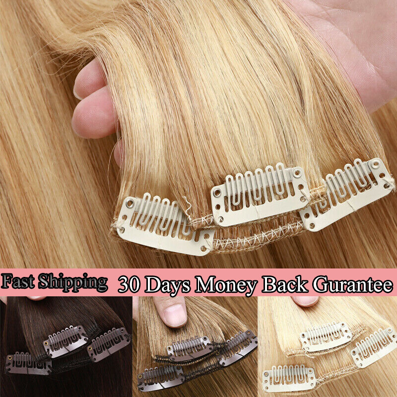 USPS Soft Remy Human Hair Clip in Real Human Hair Extensions Full Head Highlight