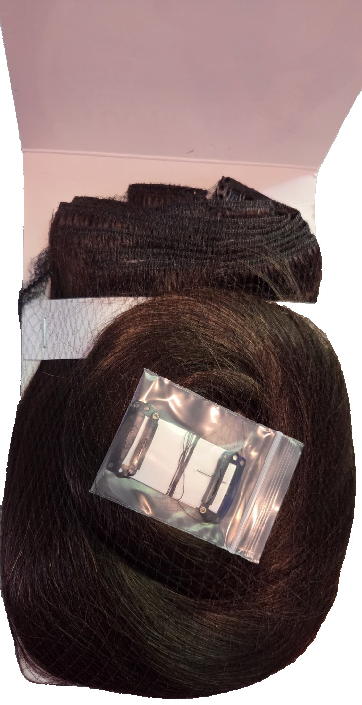 130g 8 Pieces Remy Human Hair Clip in Extensions Straight 2 Brown Double Weft 26
