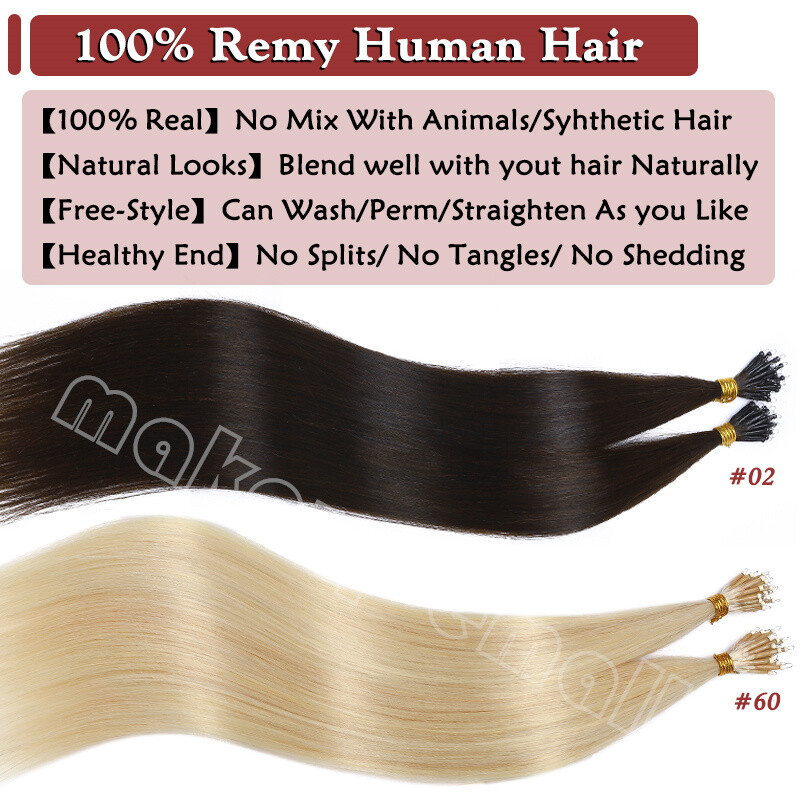100G Thick Nano Ring Nano Loop Beads Real Remy Human Hair Extensions Highlight