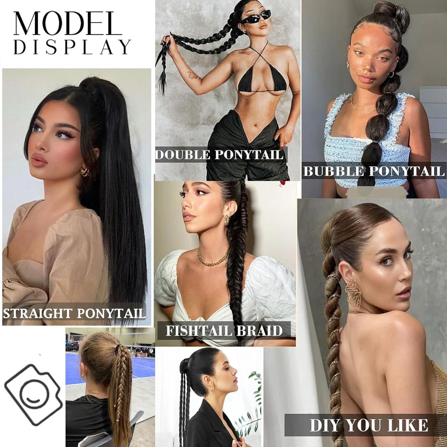 Ponytail Extension Warp Around Pony Tail with Hair Tie 24inch Long Synthetic