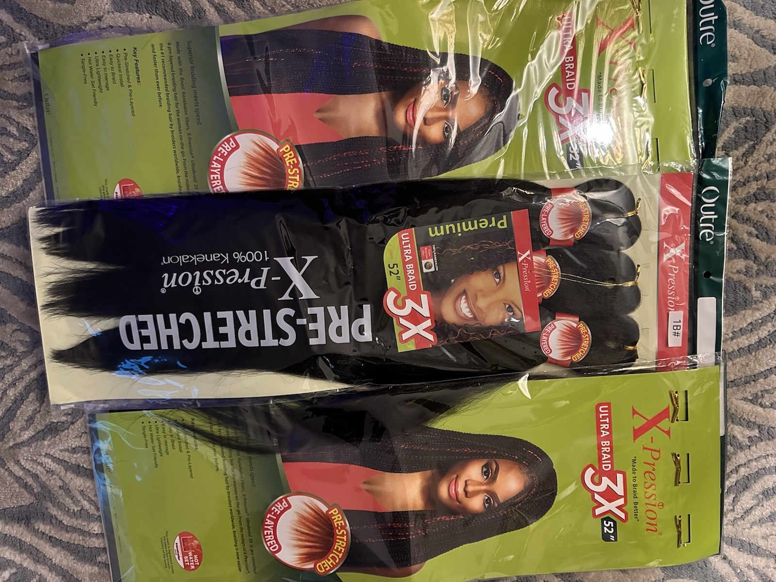 Outre X-Pression Pre-Stretched Ultra Braid 52 in 3X Synthetic Hair 1B