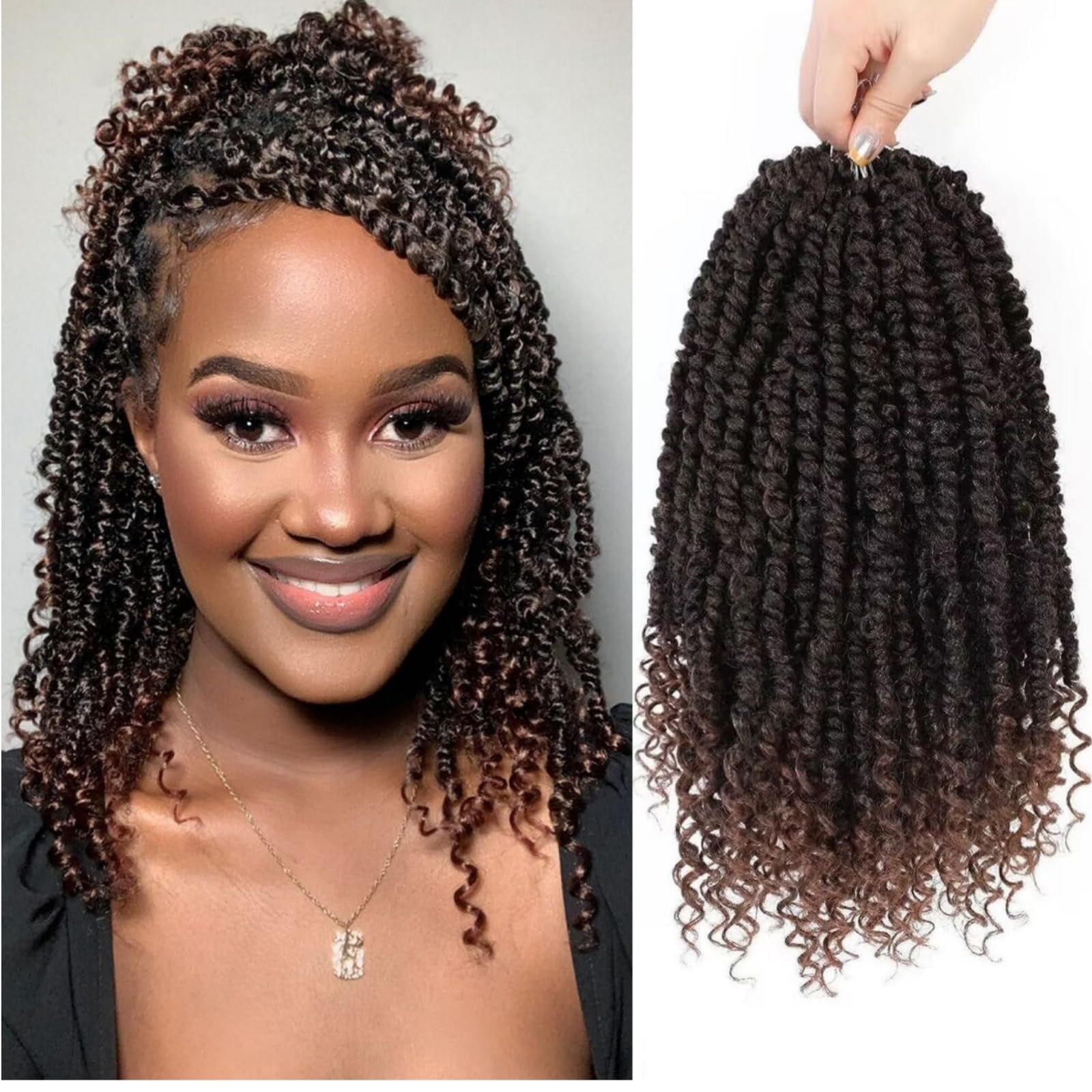 12 Inch Pre-Looped Passion Twist Crochet Hair – 8 Packs Pretwisted Bohemian Brai