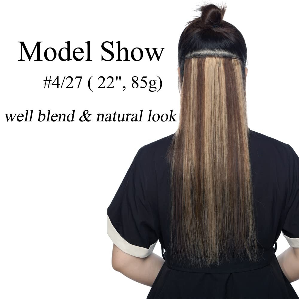 16″ Clip-in Real Human Hair Extensions – 65g Remy Gray Balayage 8pcs Weft Silky