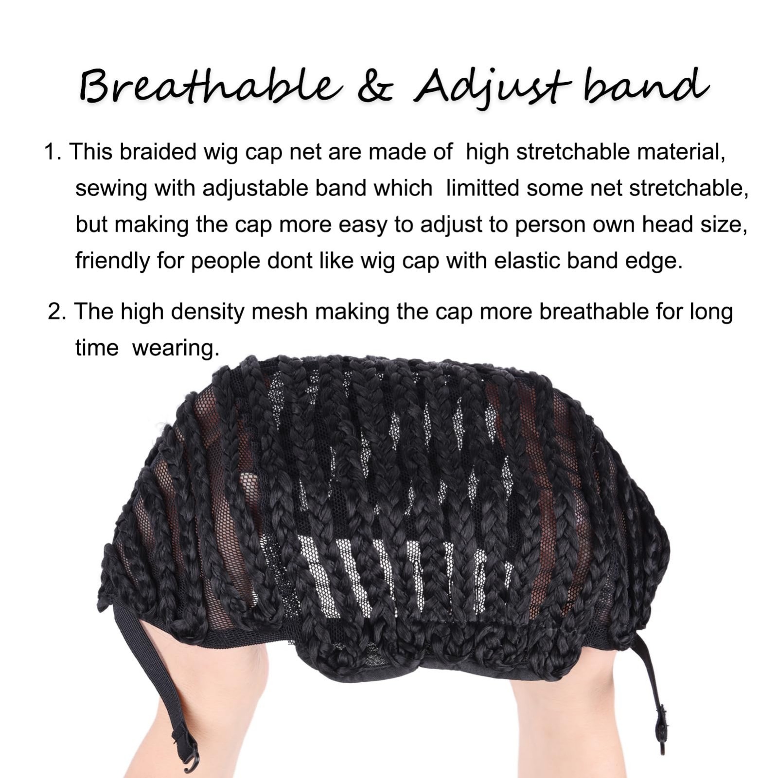Adjustable Crotchet Cornrows Wig Caps with Combs – 2Pcs Durable Weaving Caps