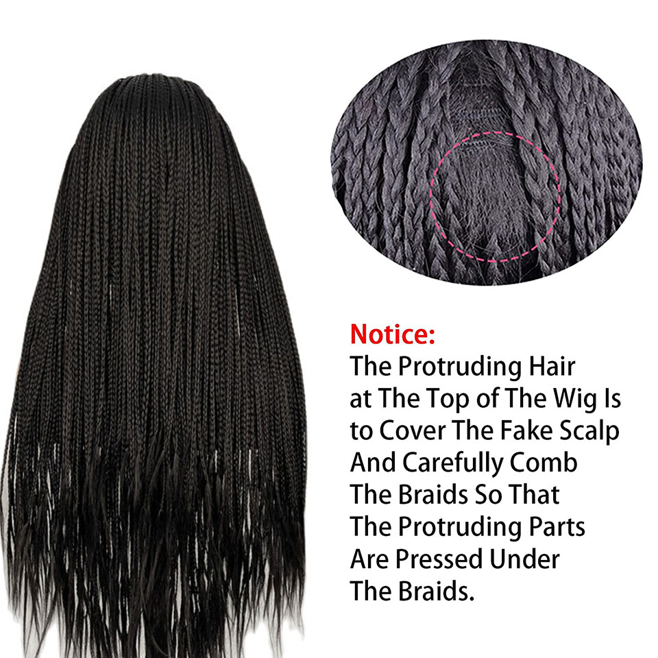 26″ Box Braided Wigs with Headband for Black Women Synthetic Braiding Wigs Wrap