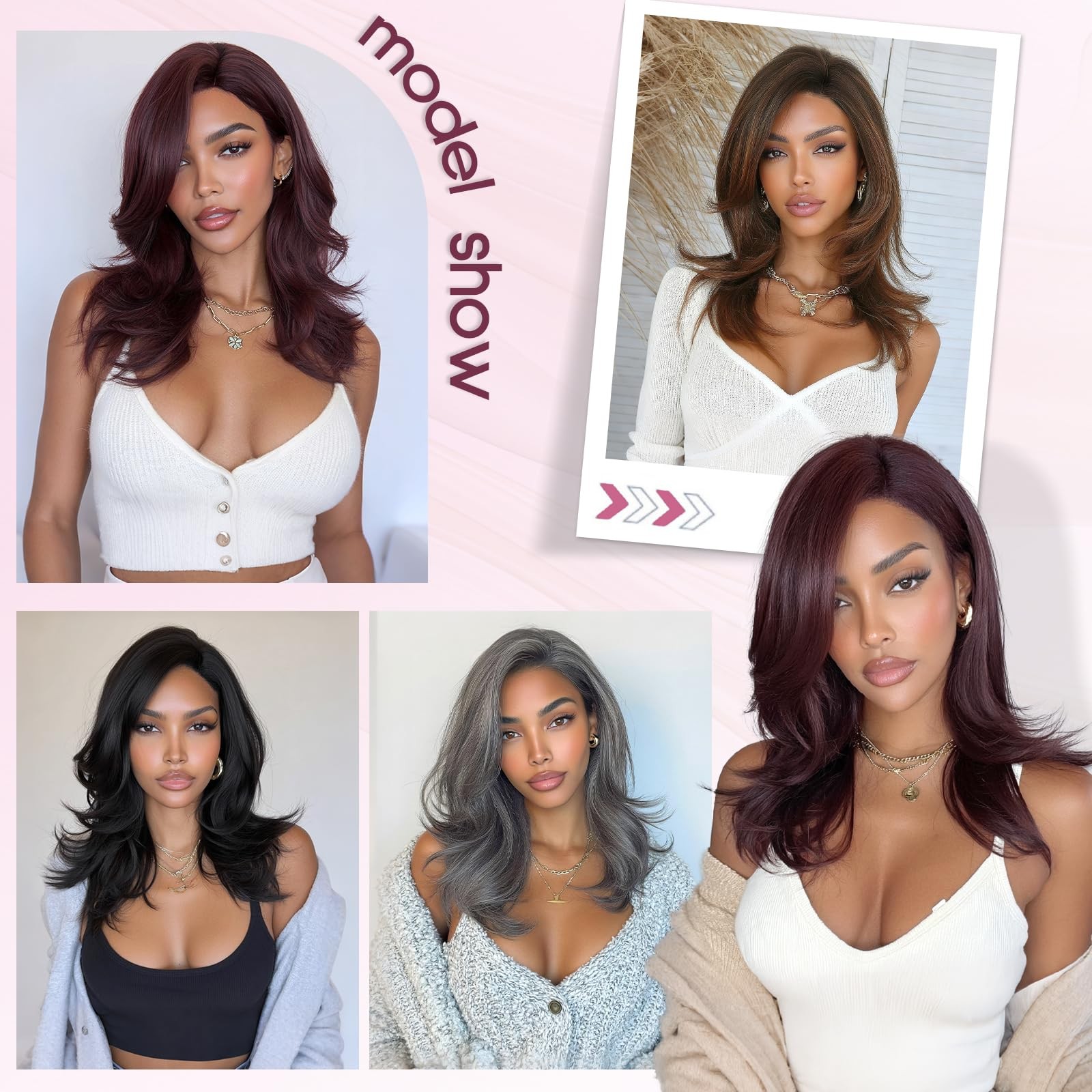 Gray Wig for Women Side Part – Layered Natural Straight Lace Front Wig with S…