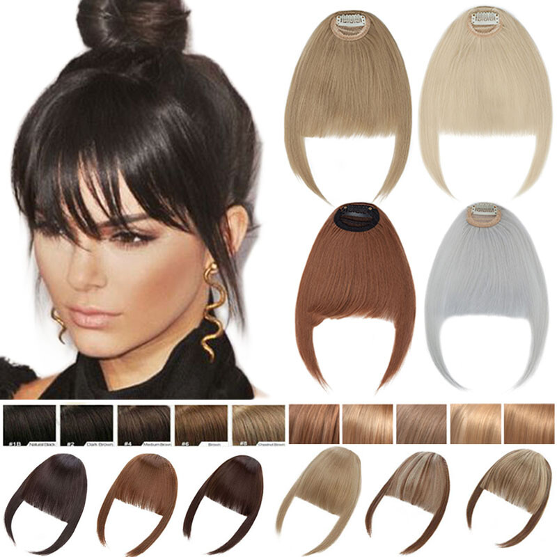 14g French Hair Bangs Clip in Hair Extension Forehead Bangs Hairpieces As Human