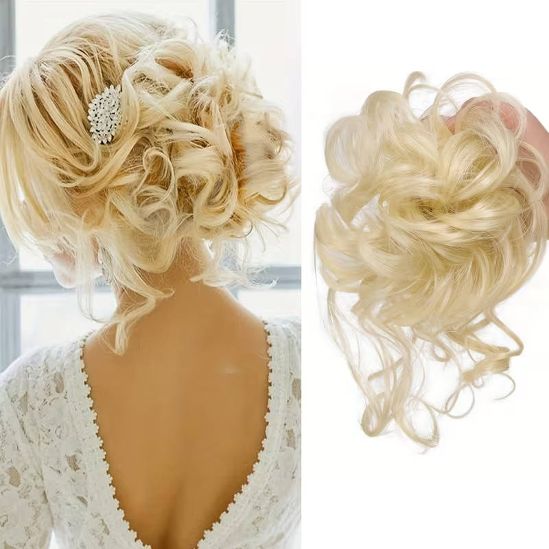 Curly Messy Bun Hair Piece Scrunchie Updo Cover Hair Extensions Real As Human US