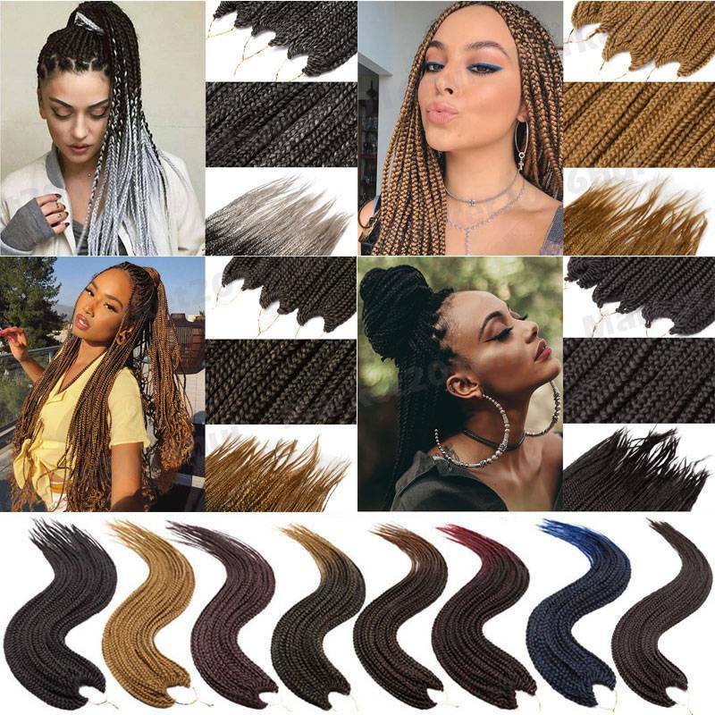 Pre-Braided Micro Box Braids Long Crochet 3X Braiding Hair Extensions for Woman