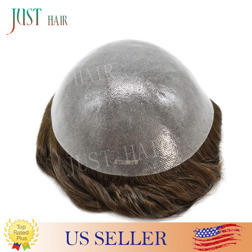 Invisible Thin Skin Mens Toupee Remy Hair Replacemen Poly Hairpieces System PAPY