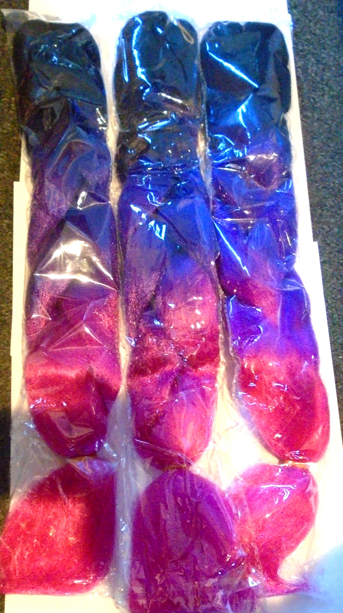 Xiaofeng Ombre Jumbo Synthetic Braiding Hair Braids 24″ Black-Purple-Pink 3-LOT