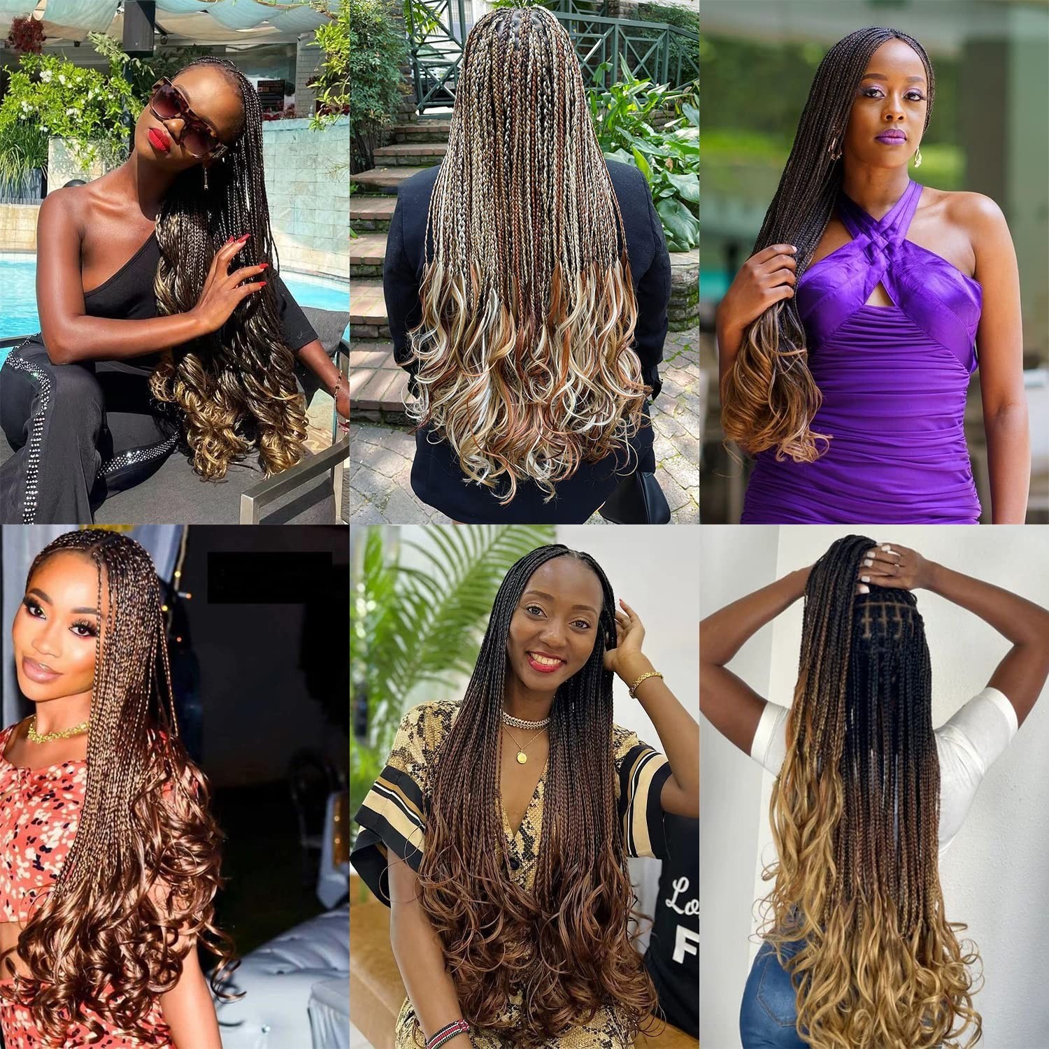 COOKOO 18 Inch 9 Packs Ombre Brown Spiral Loose French Curls Braiding Hair, T30#