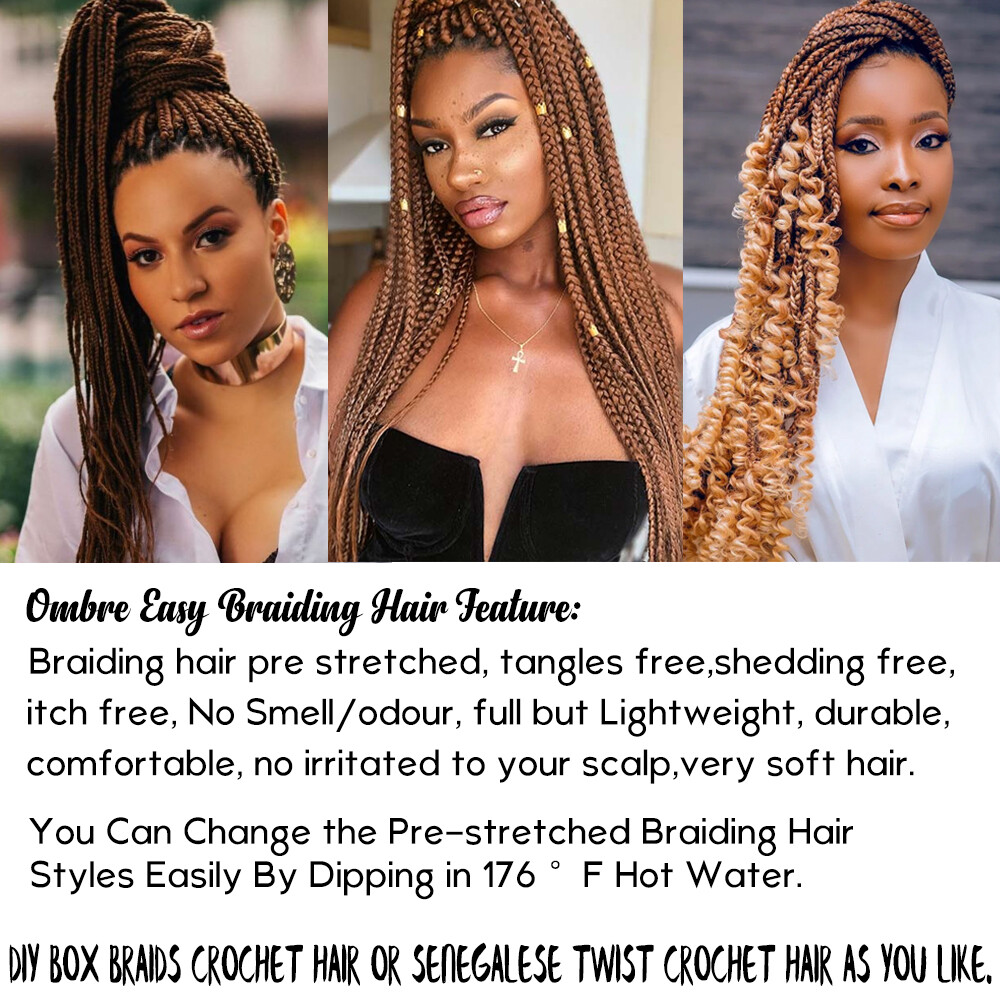 5 packs Yaki Straight Pre-stretched Braiding Box Braids Twist Hair Extensions D8