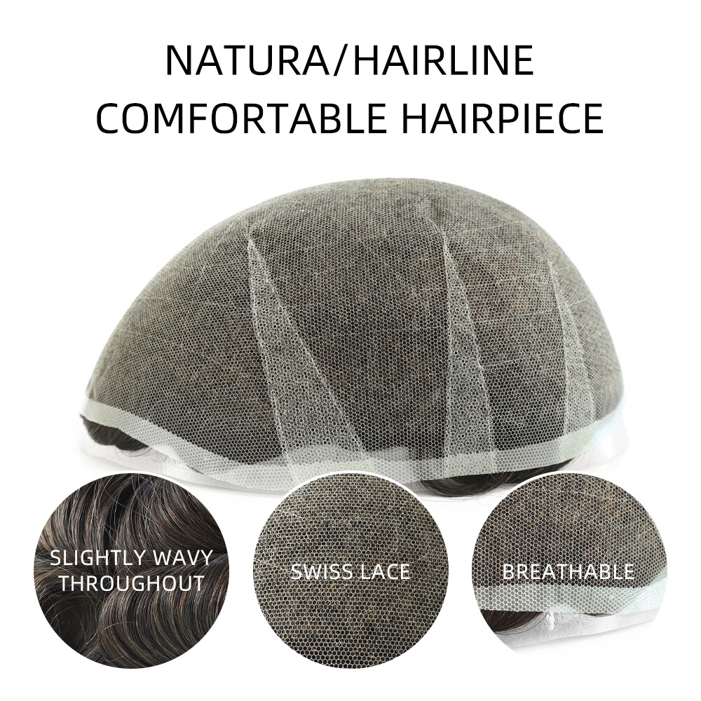 Swiss Lace Toupee For Men Human Hair Replecement System Natural Hairpieces