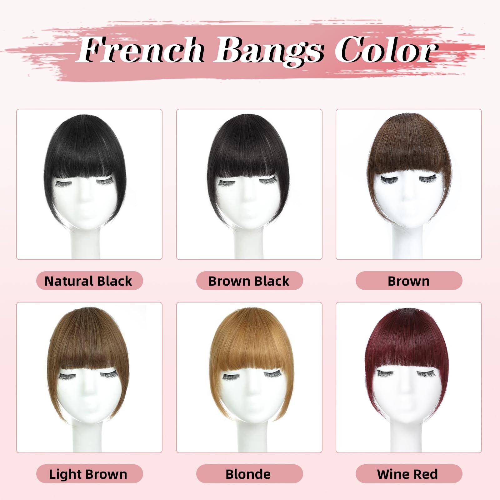 NAYOO Brown Real Human Hair Clip-In French Bangs – Natural Look