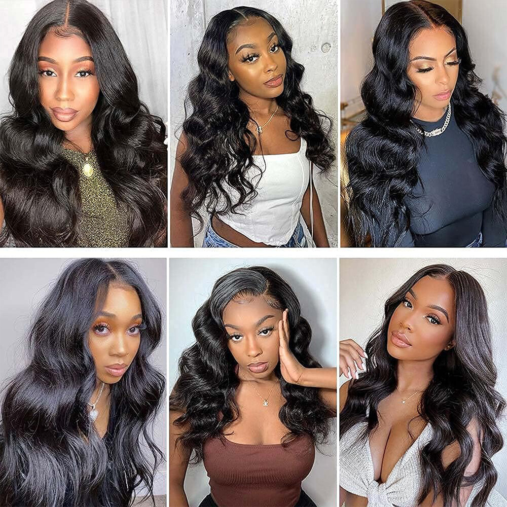 THICK 1-3 BUNDLES Brazilian Virgin Human Hair Weft Extensions Straight Body Wave