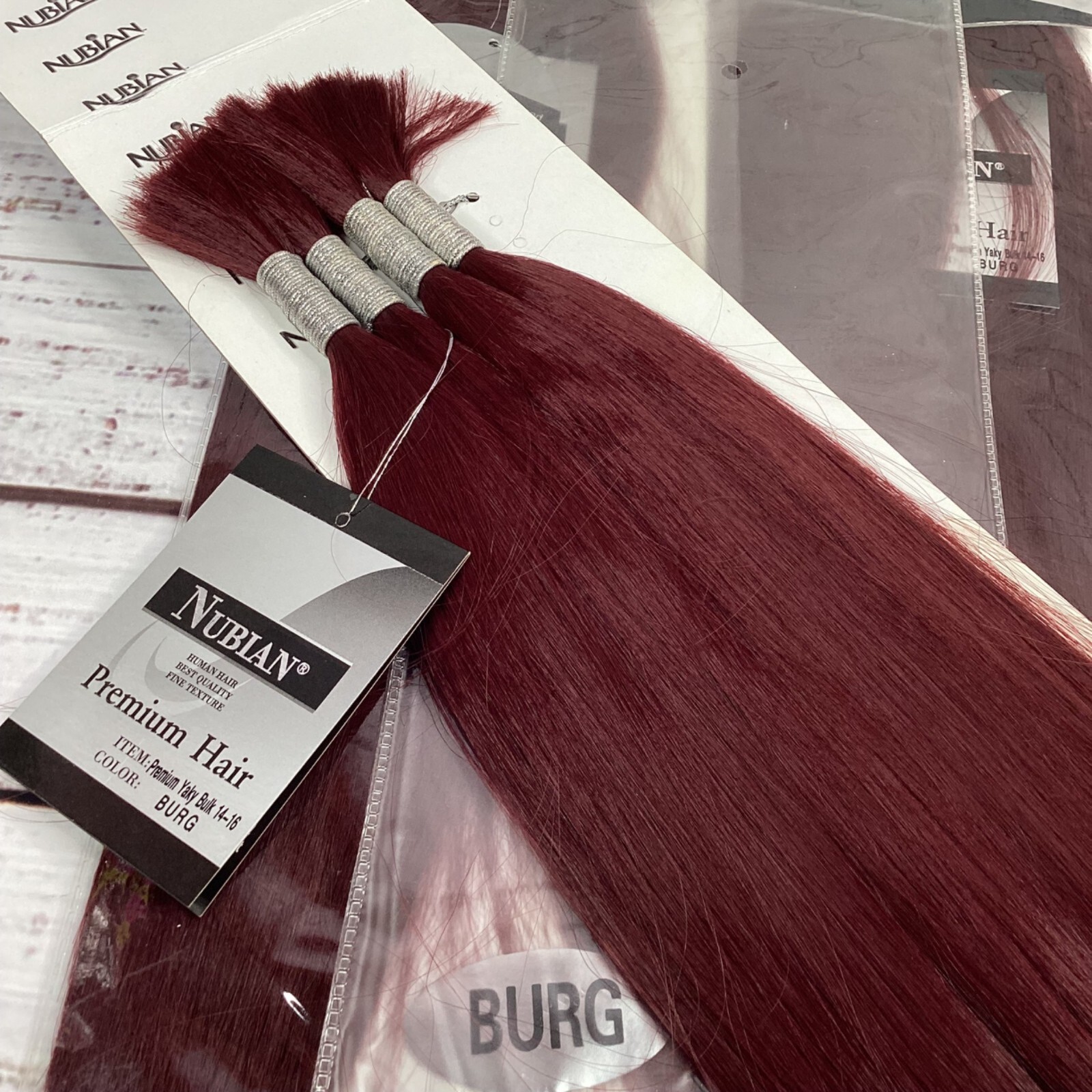 3 Packs Nubian Burgundy Yaki Bulk 14”-16” Micro Braiding Hair