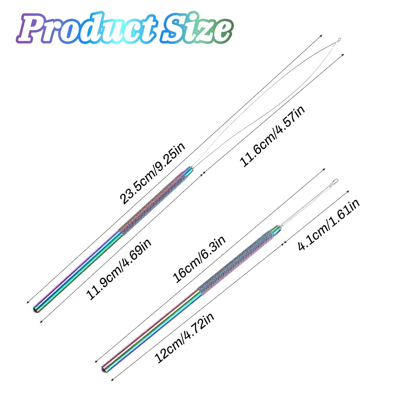 2Pcs Hair Extension Loop Tool Needle Threader,Stainless Steel Hair Tinsel Tool –