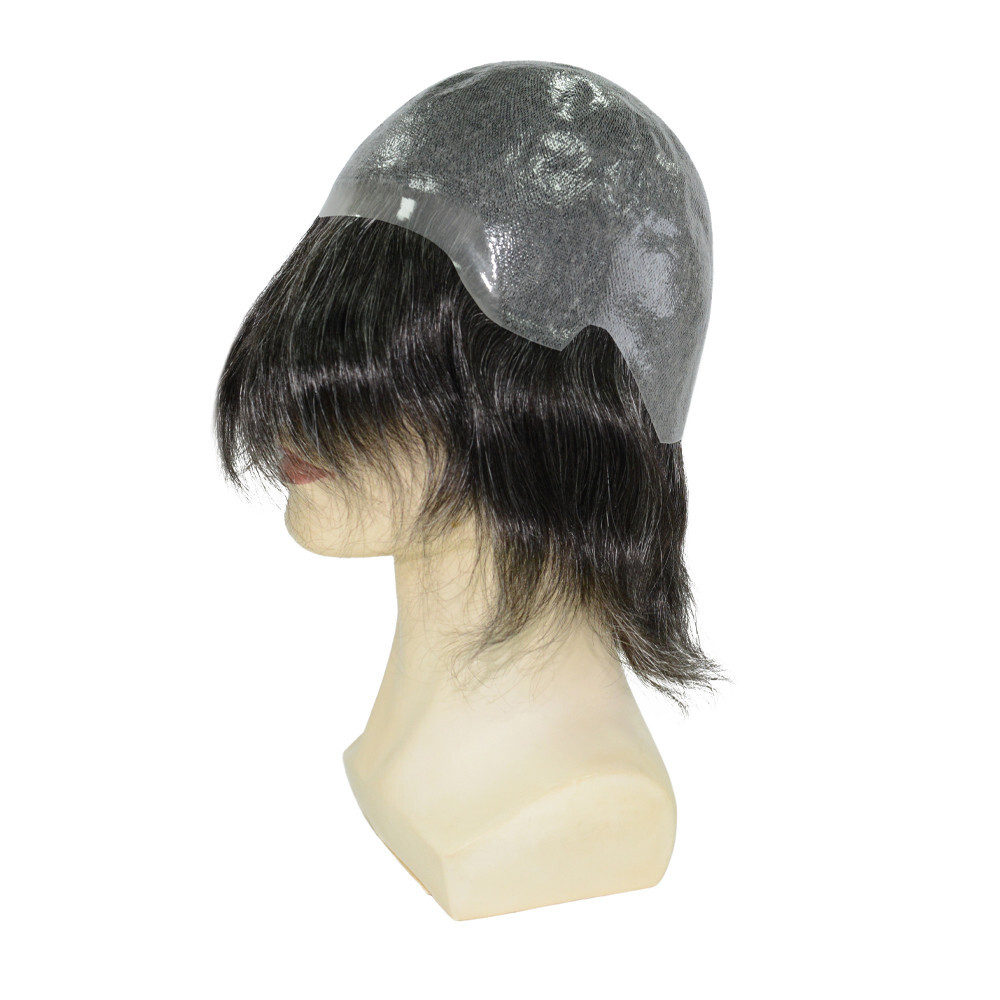 Mens Thin Skin Wigs Hair Replacement Hairpiece BIO FW Human Hair Medium Size 6”