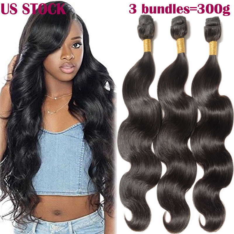 300g THICK 9A Virgin Peruvian 3 Bundles Human Hair Extensions Body Wave Straight