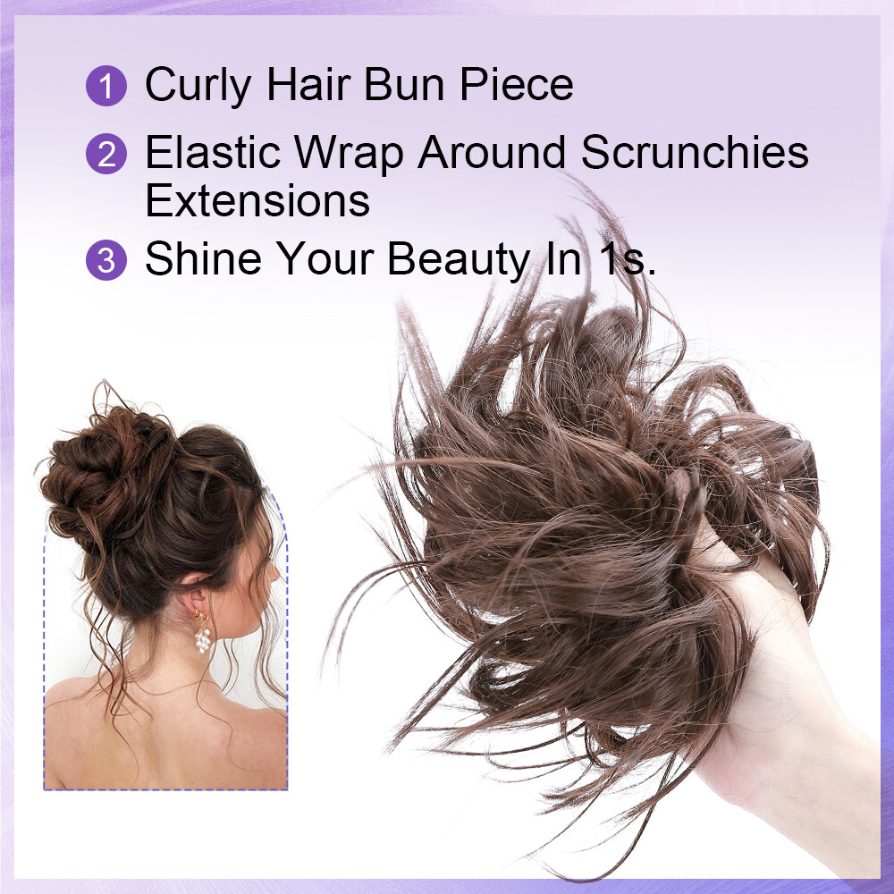 Curly Messy Bun Hair Piece Scrunchie Updo Cover Hair Extensions Natural As Human