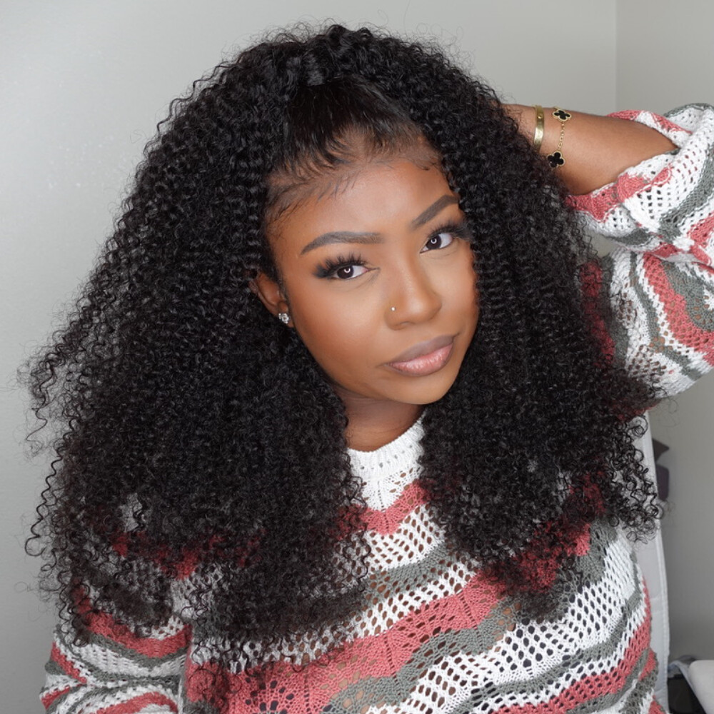 UNice Cambodian Kinky Curly Human Hair Extension Bundles with Lace Closure Weave