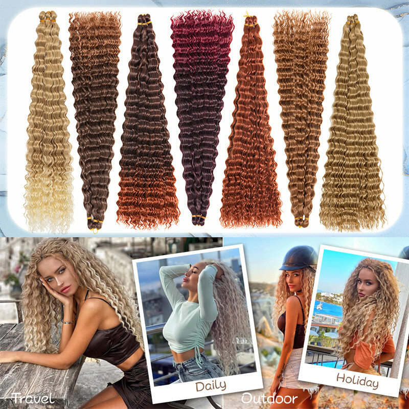 Water Wave Braids Curly Crochet Braiding Hair Extensions Boho Weave Braid Ombre