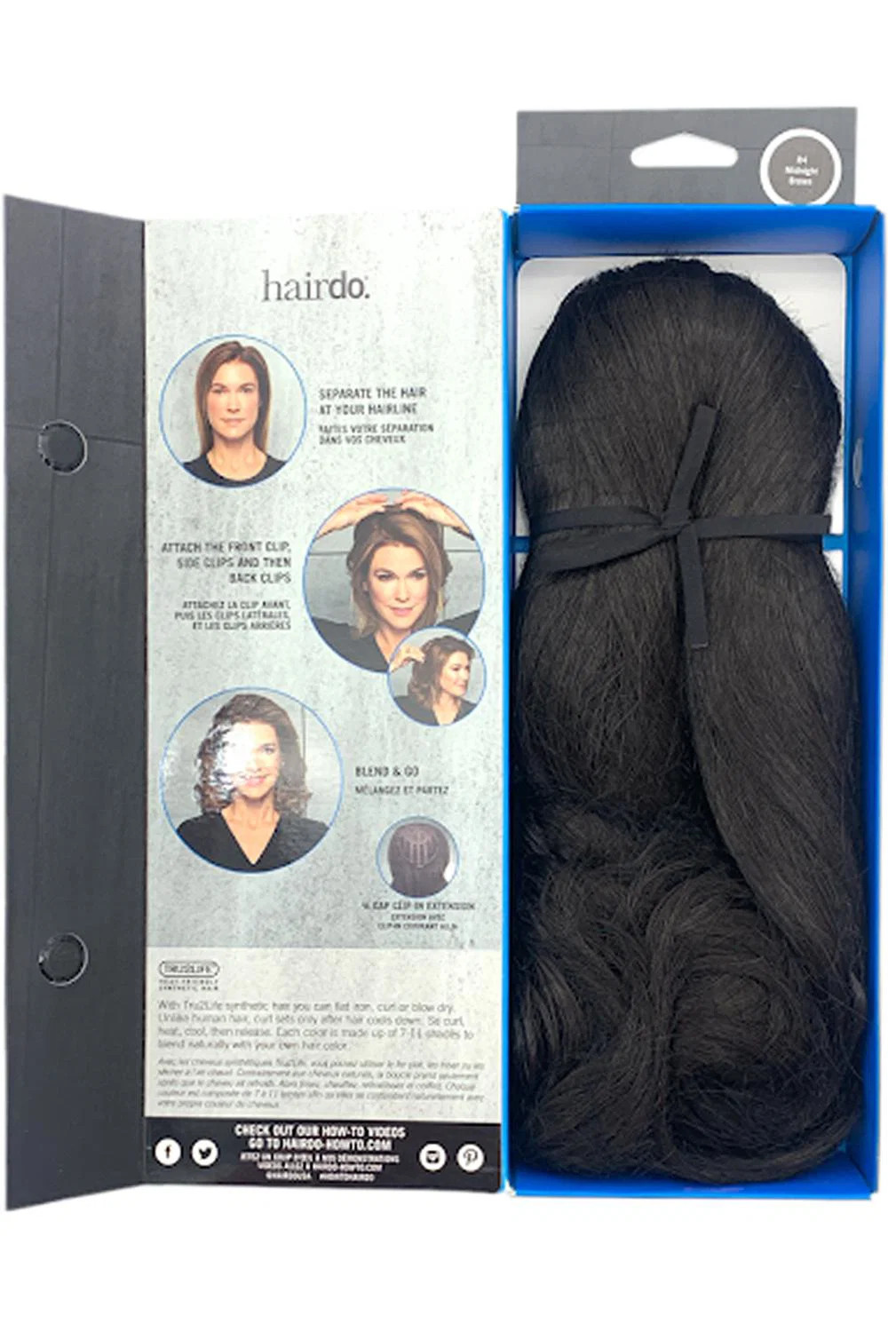 Hairdo 12in Grand Extension 3/4 Cap Clip-in Extension Midnight Brown