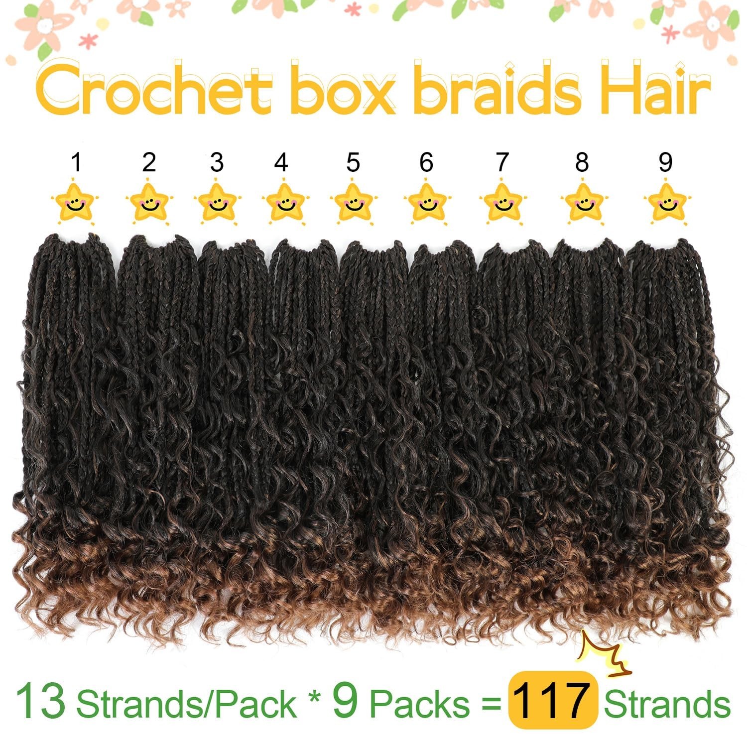 Fulcrum Goddess Box Braids Crochet Hair 12 Inch, 9 Packs Box Braids… Fast Ship