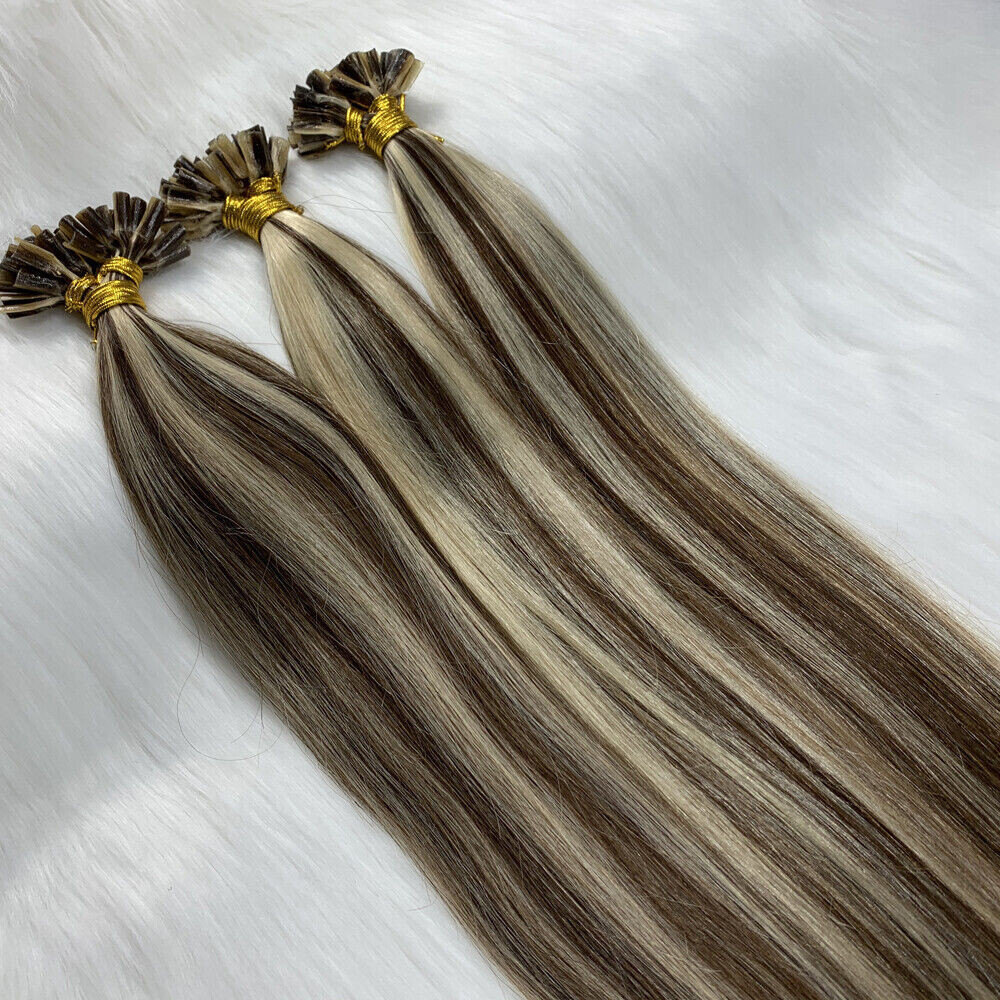 Pre Bonded U Tip Real Human Hair Extensions Keratin Fusion Nail Tip Remy Hair 1g