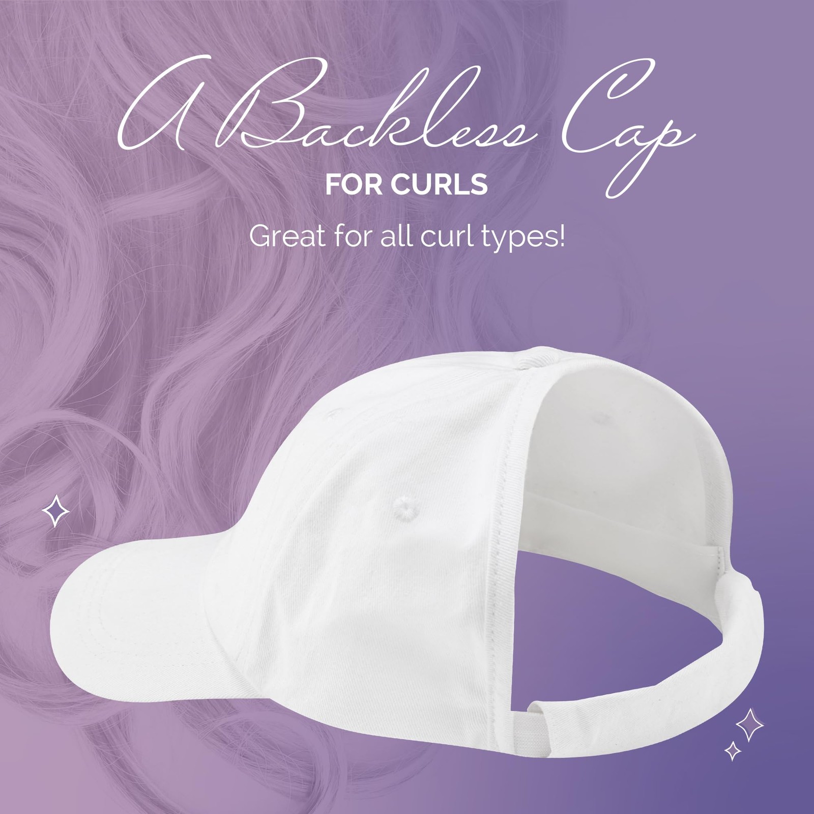 Badazz Backless Curl Cap, Denim Blue – Open-Back Ponytail Hat Designed for Cu…