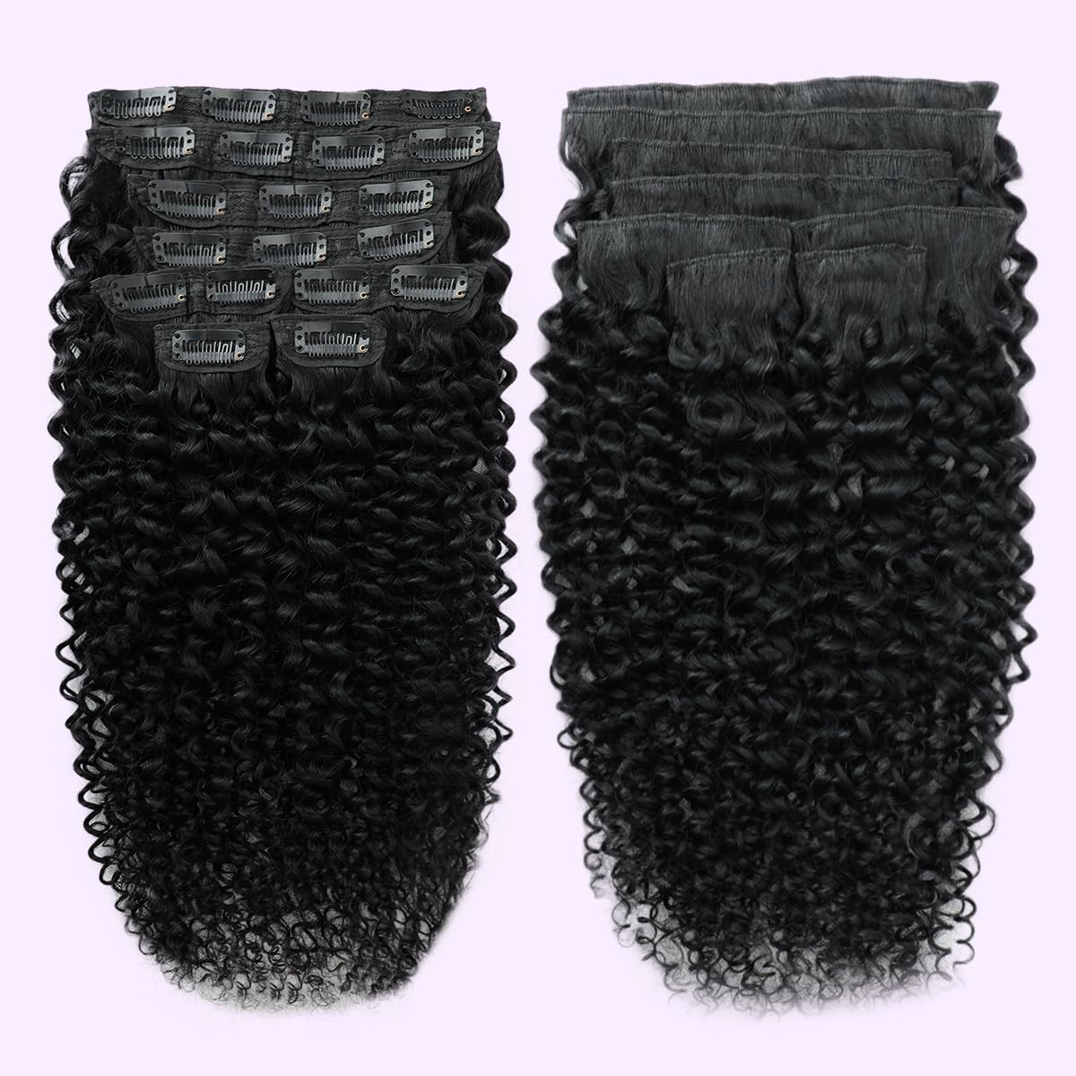 Calneshia 3C 4A Curly Clip In Hair Extensions Real Human Hair 24 Inch 110G 8Pcs