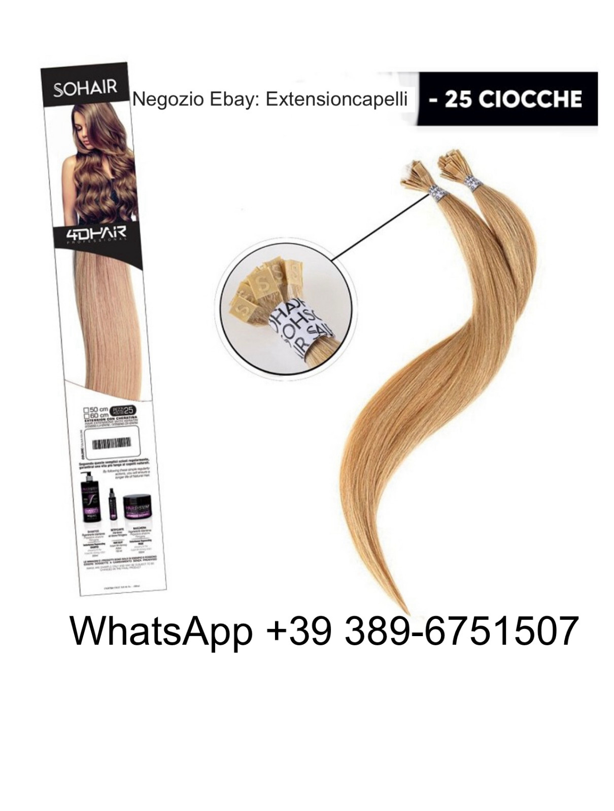 EXTENSION SOCAP SOHAIR 125 KERATIN STRANDS 100% NATURAL 50/55cm