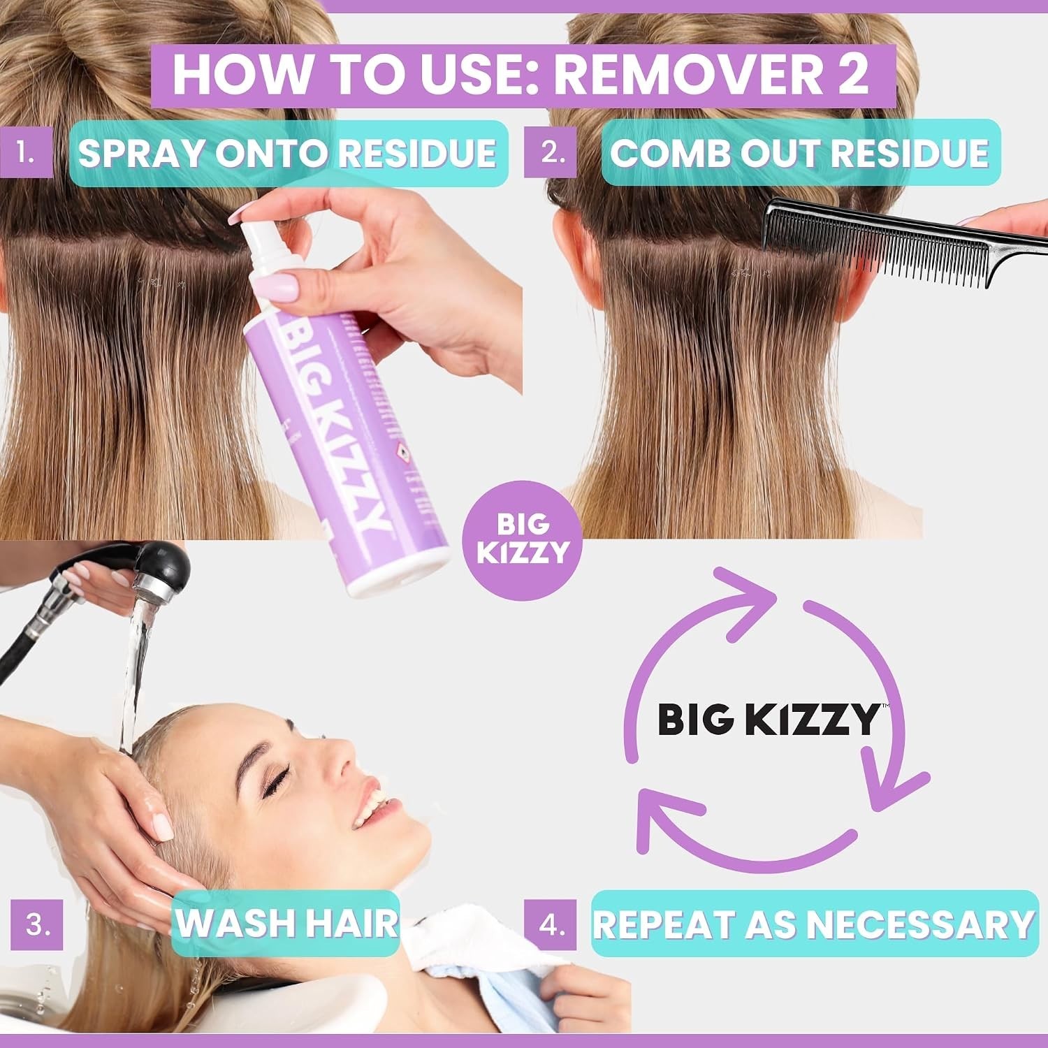 Professional Tape In Extension Remover 8oz with Residue Remover 4oz Set