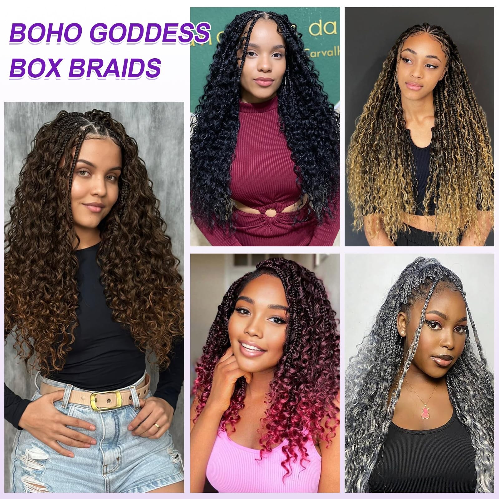 Eacia Goddess Braids Crochet Hair 24 Inch 7 Packs Boho Braids Curly Ends Pre