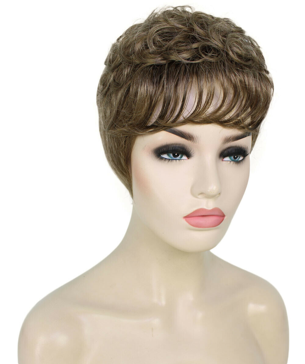 Veronica – Curly Kanekalon Synthetic Fiber Full Wig, 2-4.5 in, Ash Light Brown