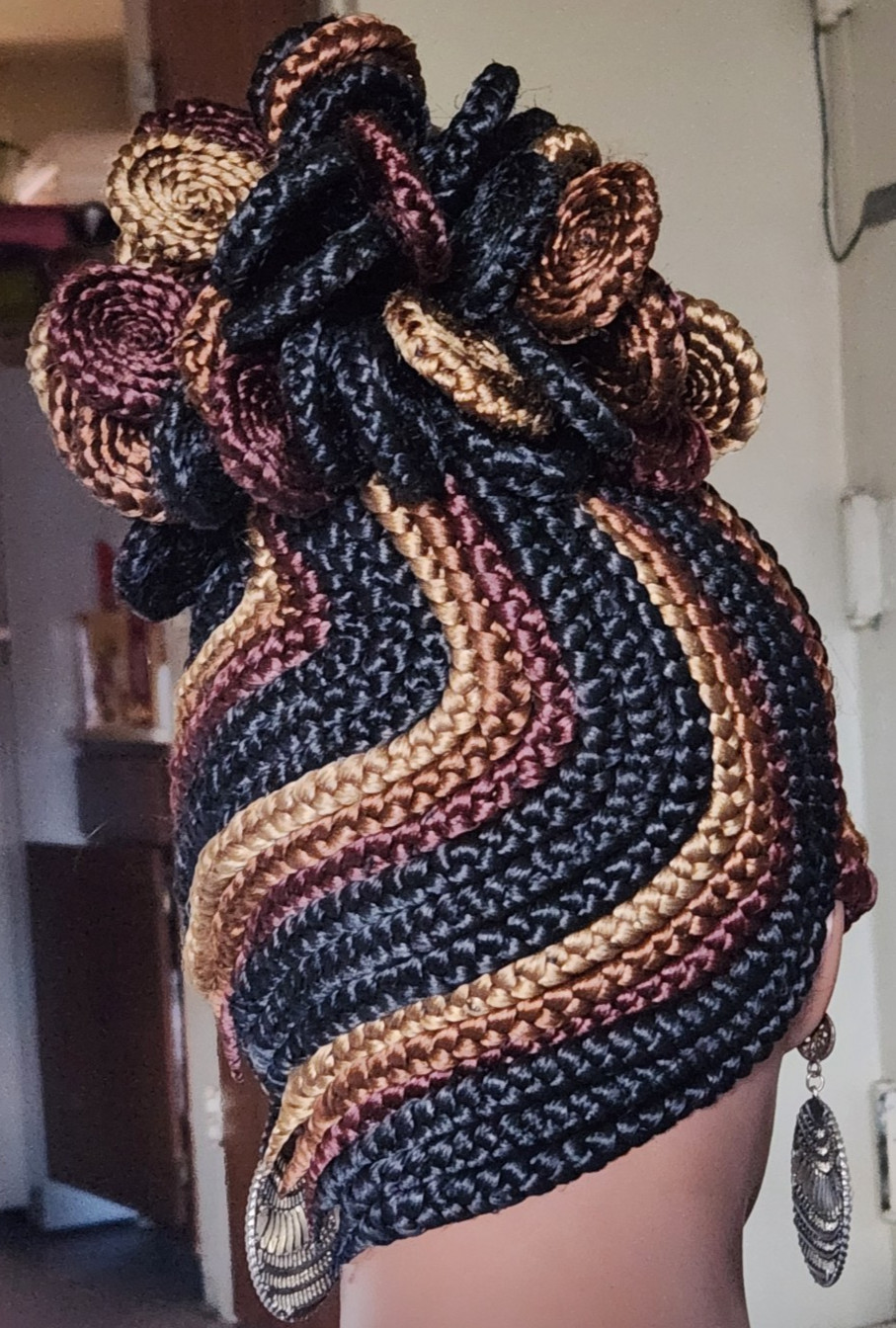 Fully hand braided box braid cornrows wig poney tail disque Multiple colors