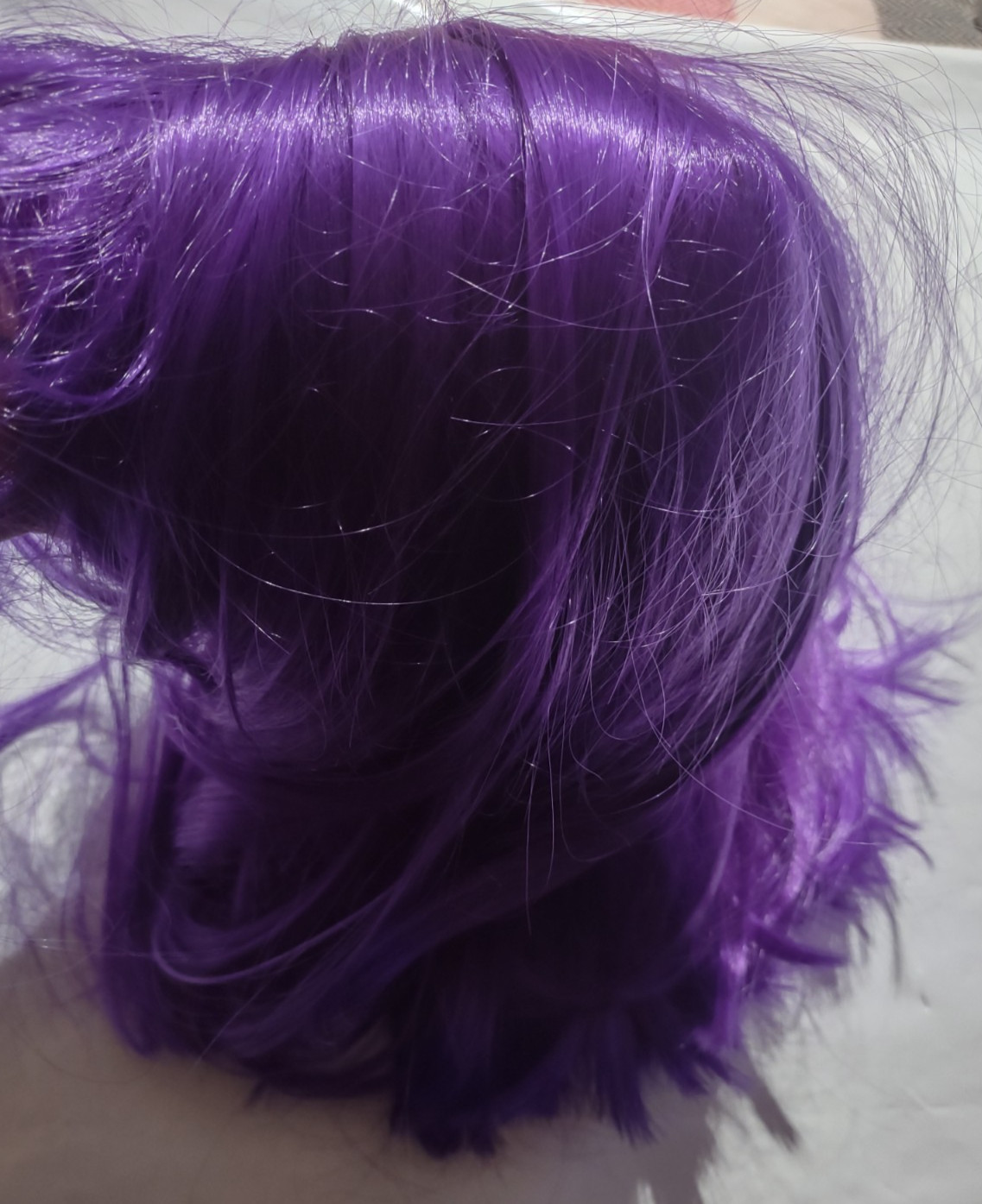 Beshe Purple Bob Curtain Bangs Wig Change of Pace Costume Collarbone