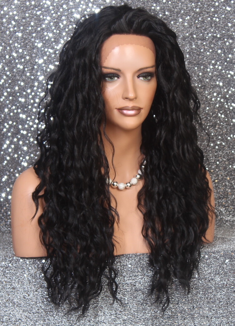 HEAT OK Full Lace Front wig Darkest Brown Spanish No part Wavy NBH 2