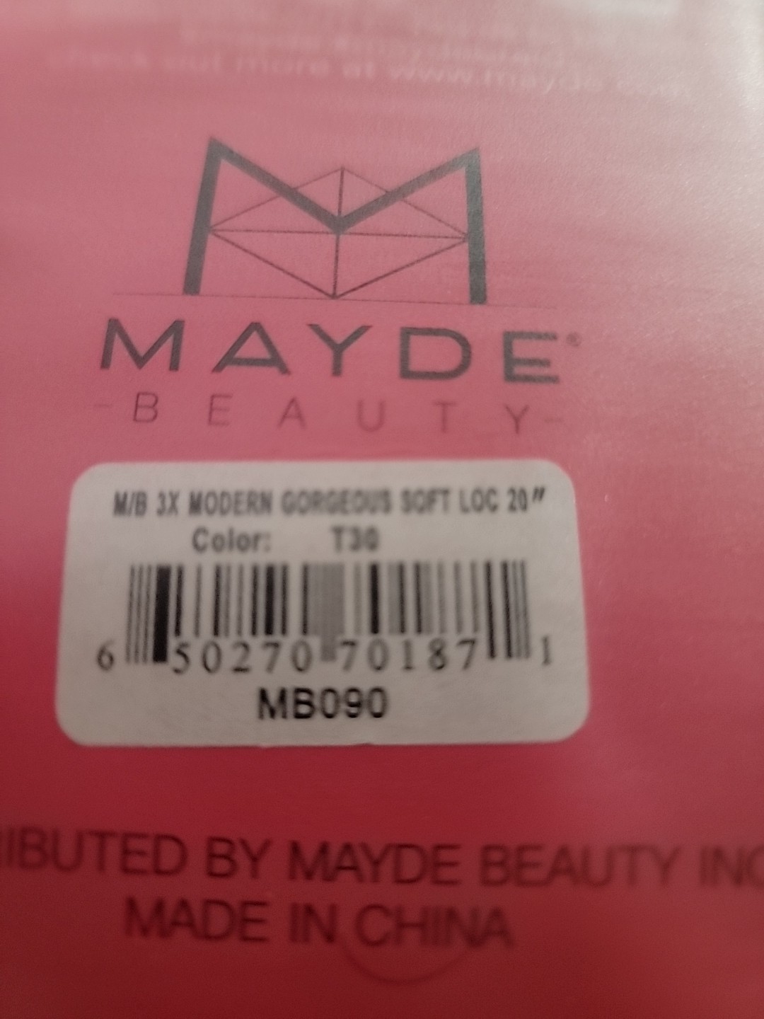 Mayde 3x Modern Soft Loc 20 Inch Color T30
