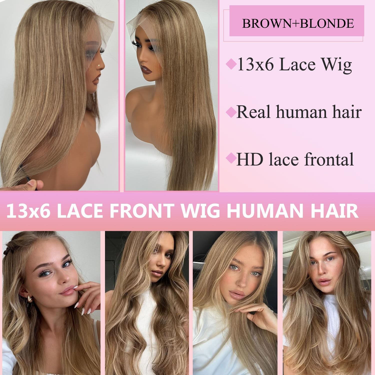 Valiilo Ash Blonde Human Hair Wig 13X6 Light Brown Mixed Ash Blonde 180 Density