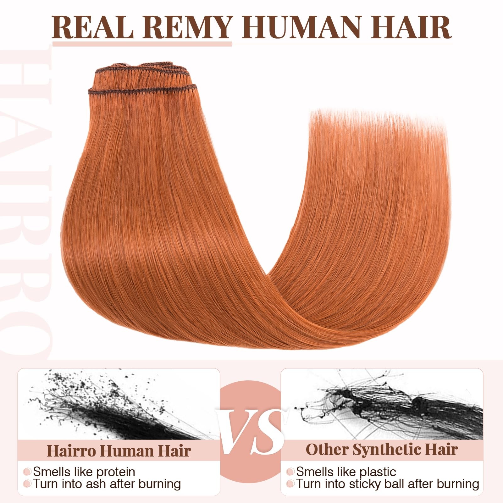 Hairro Clip In Human Hair Extensions 100 Real Hair Clip On Hairpieces Thin