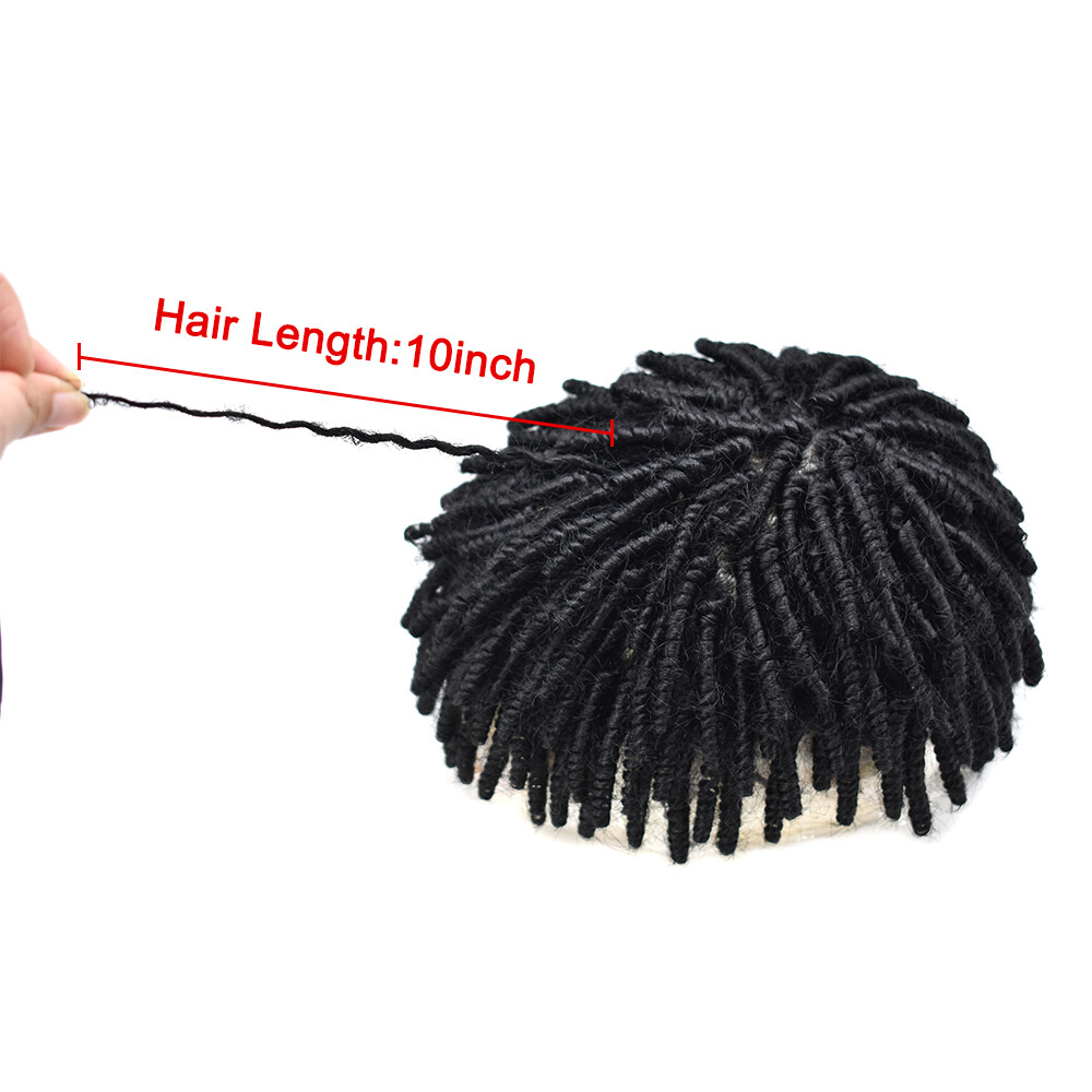 Afro Kinky Twist Crochet Braids Hair for Men Human Hair Replacement System Wig