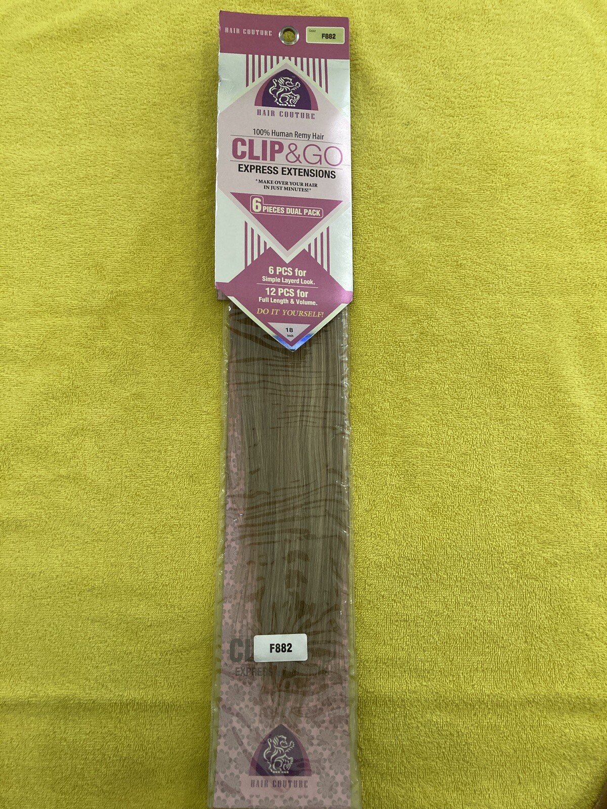 Clip & Go Extensions 100% Human Remy Hair Silky Straight 18″, 6pcs.Color: F882.