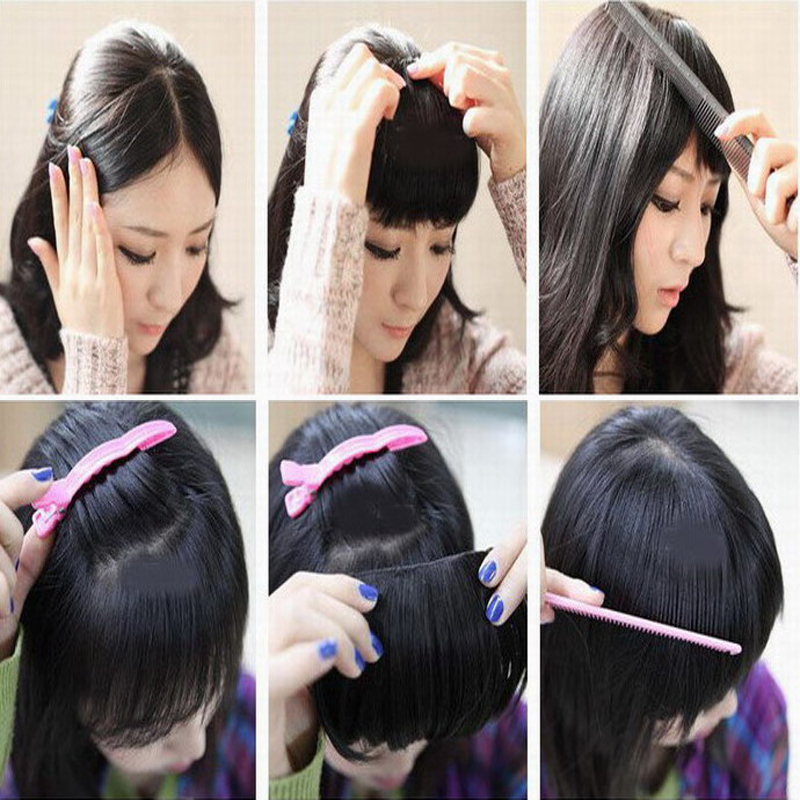 One Piece As Human Hair Neat Side Bangs Clip In Fringe Front Hair Extensions UK