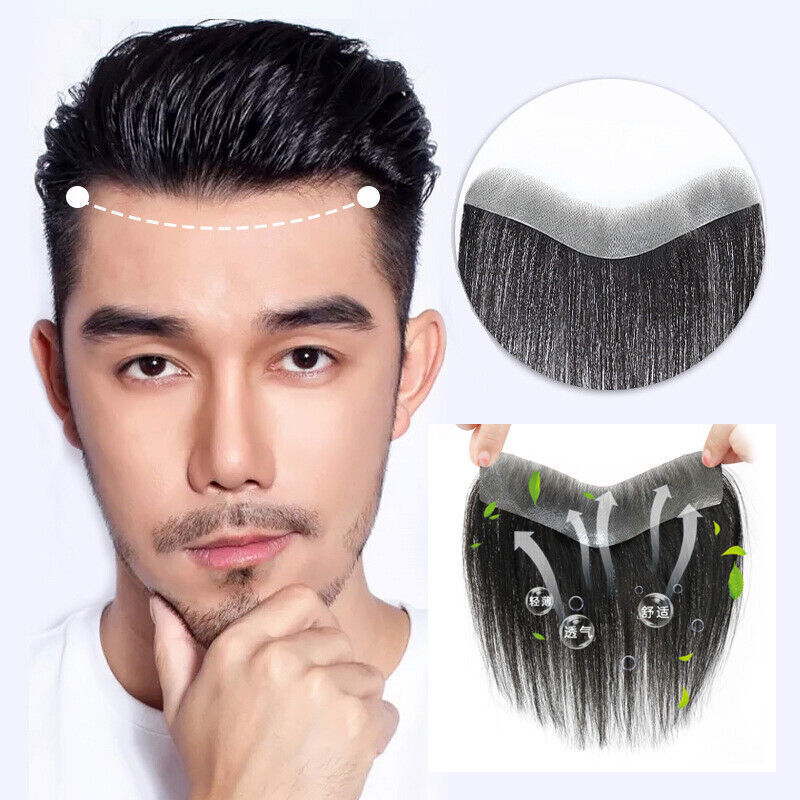 Front Men Toupee 100% Human Hair Piece Man Front Toupee Natural Hairline