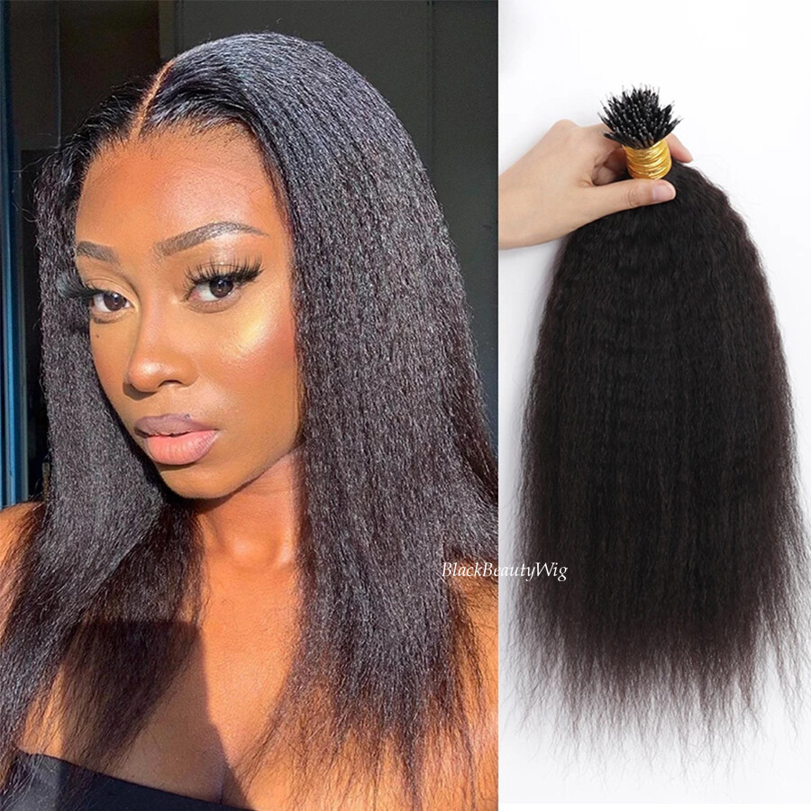 Kinky Straight Nano Ring Human Hair extension Micro Beads Nano I Tip Hair 100g