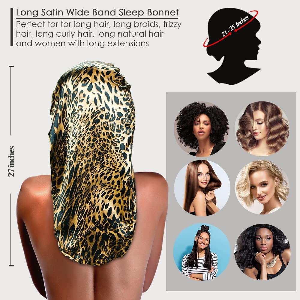 1 or 2 Pcs Sleeping Bonnet Long Satin Sleep Cap for Long Hair Braids Dreadlocks