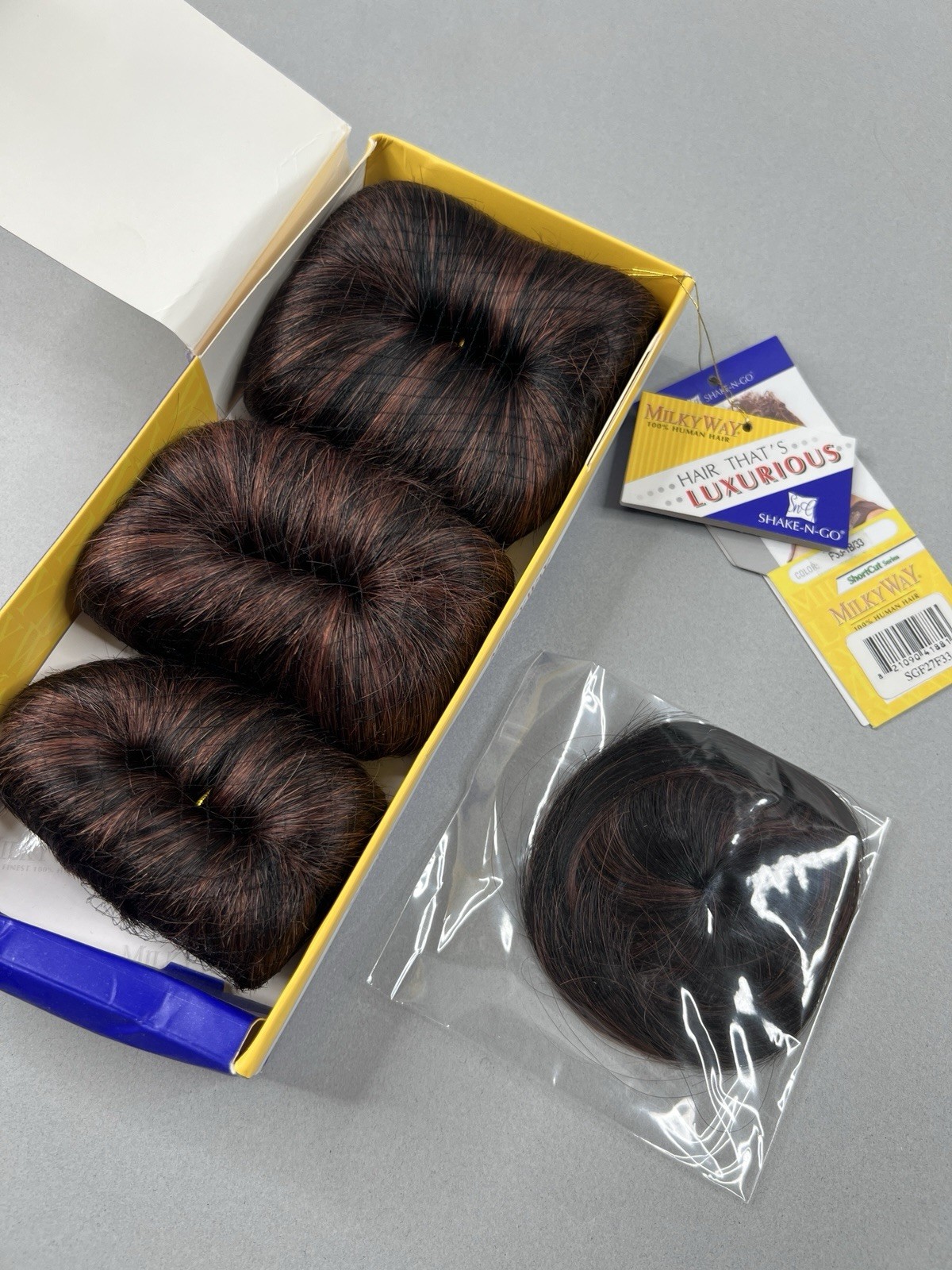 Milky Way F1B/33 Auburn Mix Human Hair 27 Pc Track Weft Extensions Short Style