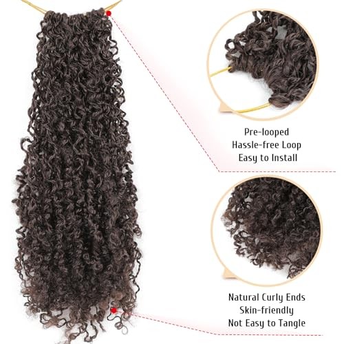 Pre Looped Yanky Twist Crochet Hair 14 Inch 8 Packs Dark 14 Inch (Pack of 8) 4#